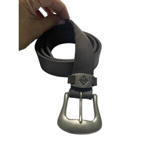 Vintage Brown Leather Belt With Silver-Tone‎ Buckle For Men Or Women